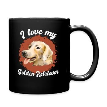 I love my Golden Retriever Spruch Sprüche - Tasse einfarbig - Schwarz - Rechts