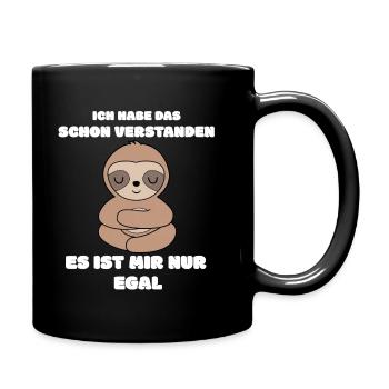 Faultier | Es ist mir egal - Tasse einfarbig - Schwarz - Rechts