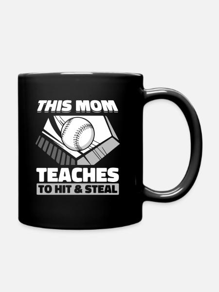 Baseball Mutter Baseball Mama - Tasse einfarbig - Schwarz