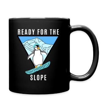 Snowboard Pinguin, Piste, Winter, Berge, Lustig - Tasse einfarbig - Schwarz - Rechts