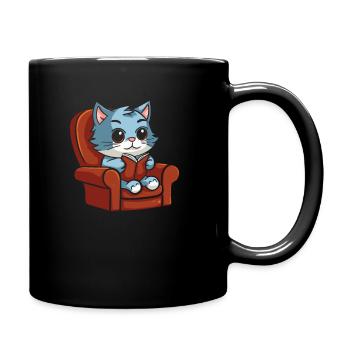 Katze Niedlich - Tasse einfarbig - Schwarz - Rechts