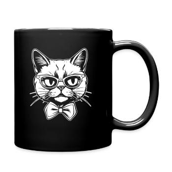 Katze - Tasse einfarbig - Schwarz - Rechts