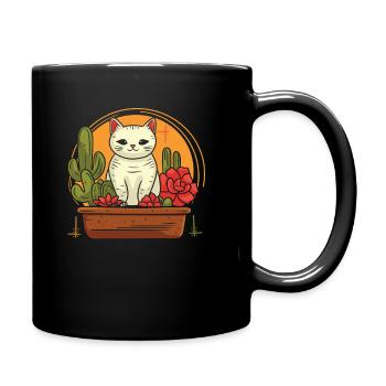 Katze - Tasse einfarbig - Schwarz - Rechts