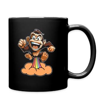 Monkey Funny Rainbow Fart - Full Colour Mug - black - Right