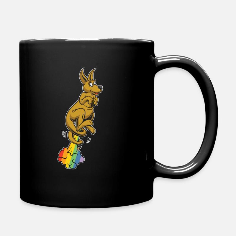 Känguru Lustig Regenbogenfurz - Tasse einfarbig - Schwarz