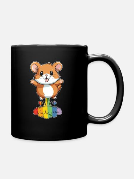 Hamster Gold Hamster Funny Rainbow Fart - Full Colour Mug - black