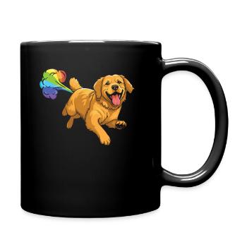 Golden Retriever Funny Rainbow Fart - Full Colour Mug - black - Right