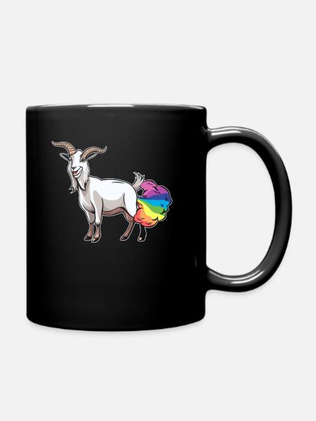 Ziege Witzig Regenbogenfurz - Tasse einfarbig - Schwarz