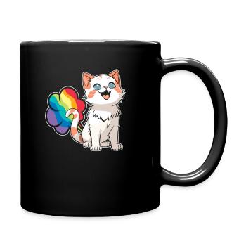 Katze Witzig Regenbogenfurz - Tasse einfarbig - Schwarz - Rechts