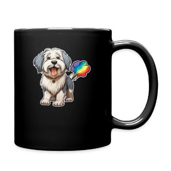 Old English Shepherd Bobtail Cute - Full Colour Mug - black - Right