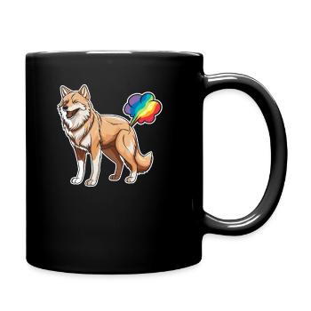 Loup Drôle Arc-en-Ciel Pet - Mug uni - noir - Droite