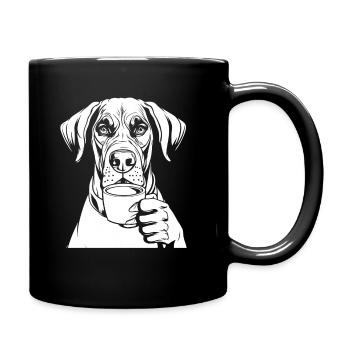 Deutsche Dogge Kaffee - Tasse einfarbig - Schwarz - Rechts