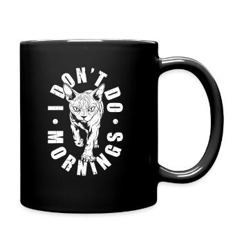 Chat Sphynx Drôle Je ne fais pas les matins - Mug uni - noir - Droite