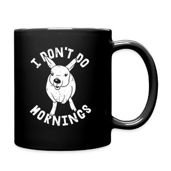 Kangaroo Funny I Don't Do Mornings - Full Colour Mug - black - Right