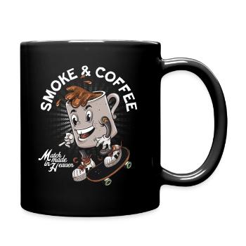 Zigaretten und Kaffee - Tasse einfarbig - Schwarz - Rechts