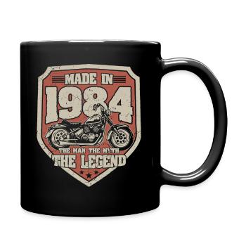 1984 Vintage Man Myth Legend Motorcycle - Full Colour Mug - black - Right