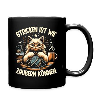 Stricken Strickerin Geschenk Wolle Geburtstag - Tasse einfarbig - Schwarz - Rechts