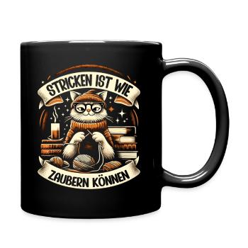 Stricken Strickerin Geschenk Wolle Geburtstag - Tasse einfarbig - Schwarz - Rechts
