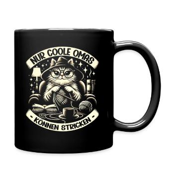 Stricken Strickerin Geschenk Oma Geburtstag - Tasse einfarbig - Schwarz - Rechts