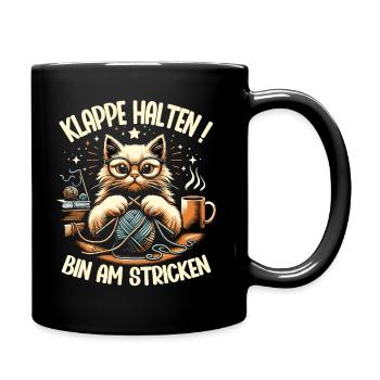 Stricken Strickerin Geschenk Wolle Geburtstag - Tasse einfarbig - Schwarz - Rechts