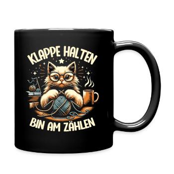 Stricken Strickerin Geschenk Wolle Geburtstag - Tasse einfarbig - Schwarz - Rechts