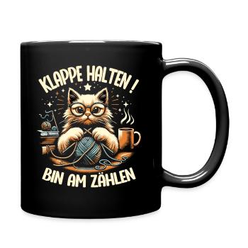 Stricken Strickerin Geschenk Wolle Geburtstag - Tasse einfarbig - Schwarz - Rechts