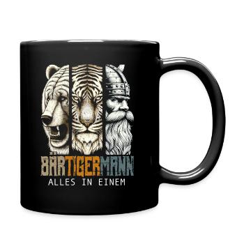 Bärtigermann Bär Tiger Mann Geschenk Bart Sprüche - Tasse einfarbig - Schwarz - Rechts