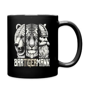 Bärtigermann Bär Tiger Mann Geschenk Bart Sprüche - Tasse einfarbig - Schwarz - Rechts
