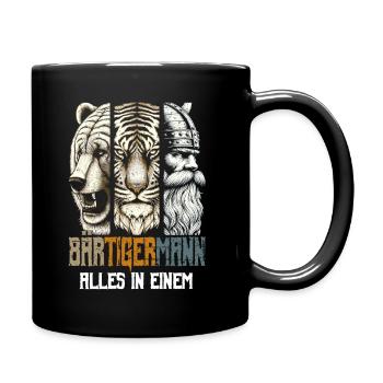 Bärtigermann Bär Tiger Mann Geschenk Bart Sprüche - Tasse einfarbig - Schwarz - Rechts