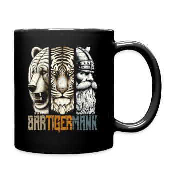Bärtigermann Bär Tiger Mann Geschenk Bart Sprüche - Tasse einfarbig - Schwarz - Rechts