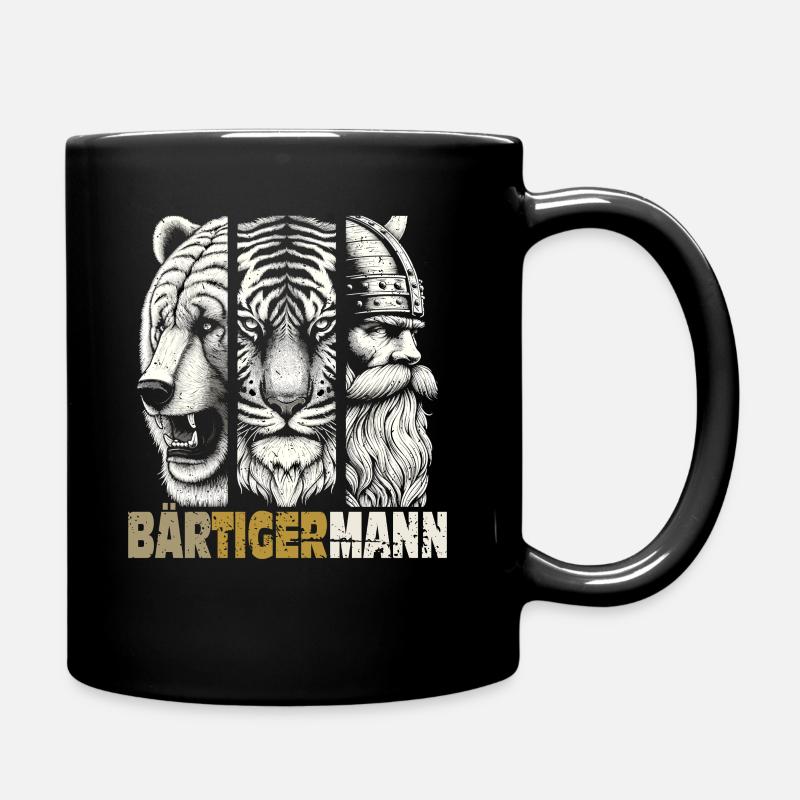 Bärtigermann Bär Tiger Mann Geschenk Bart Sprüche - Tasse einfarbig - Schwarz
