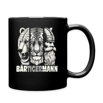 Bärtigermann Bär Tiger Mann Geschenk Bart Sprüche - Tasse einfarbig - Schwarz - Rechts