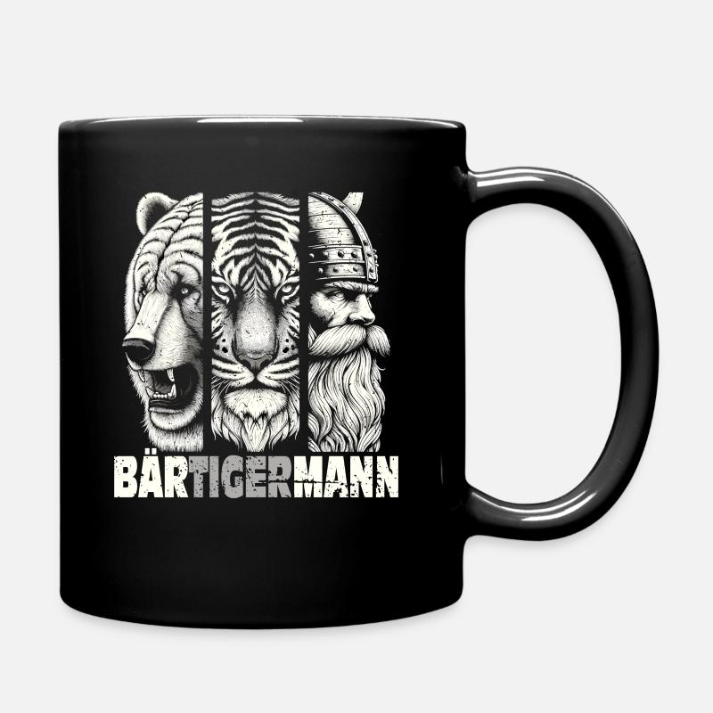 Bärtigermann Bär Tiger Mann Geschenk Bart Sprüche - Tasse einfarbig - Schwarz