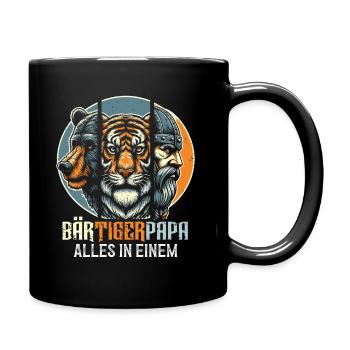 Bärtigerpapa Bär Tiger Mann Geschenk Bart Sprüche - Tasse einfarbig - Schwarz - Rechts