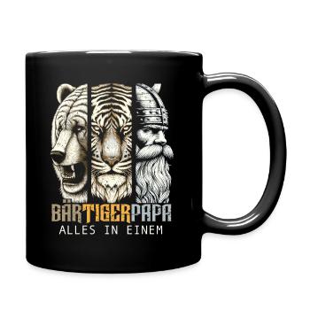 Bärtigerpapa Bär Tiger Mann Geschenk Bart Sprüche - Tasse einfarbig - Schwarz - Rechts