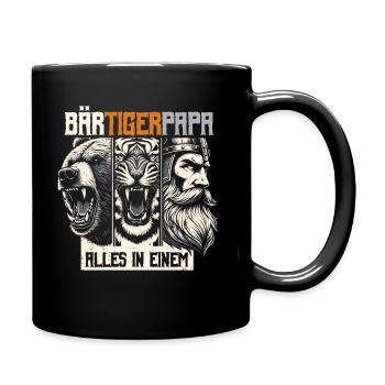 Bärtigerpapa Bär Tiger Mann Geschenk Bart Sprüche - Tasse einfarbig - Schwarz - Rechts