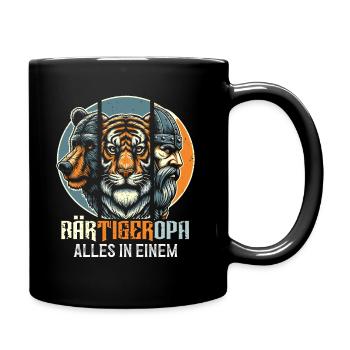 Bärtigeropa Bär Tiger Mann Geschenk Opa Sprüche - Tasse einfarbig - Schwarz - Rechts