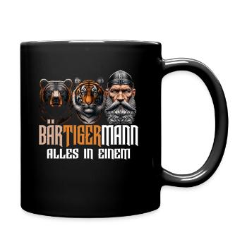 Bärtigermann Bär Tiger Mann Geschenk Bart Sprüche - Tasse einfarbig - Schwarz - Rechts