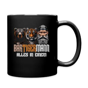 Bärtigermann Bär Tiger Mann Geschenk Bart Sprüche - Tasse einfarbig - Schwarz - Rechts