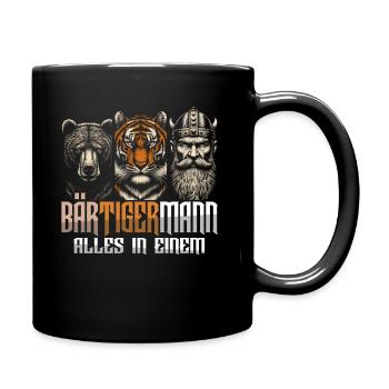 Bärtigermann Bär Tiger Mann Geschenk Bart Sprüche - Tasse einfarbig - Schwarz - Rechts