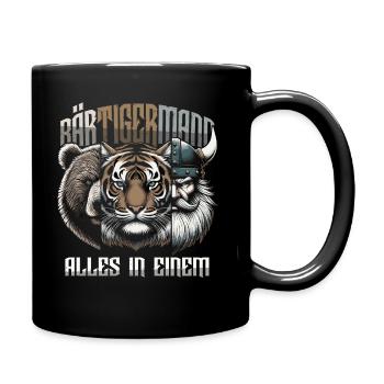 Bärtigermann Bär Tiger Mann Geschenk Bart Sprüche - Tasse einfarbig - Schwarz - Rechts