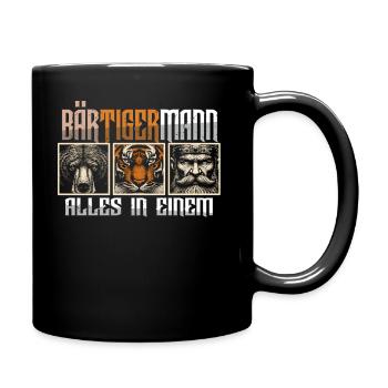 Bärtigermann Bär Tiger Mann Geschenk Bart Sprüche - Tasse einfarbig - Schwarz - Rechts