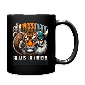 Bärtigermann Bär Tiger Mann Geschenk Bart Sprüche - Tasse einfarbig - Schwarz - Rechts