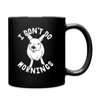 Kangaroo Funny I Don't Do Mornings - Full Colour Mug - black - Right