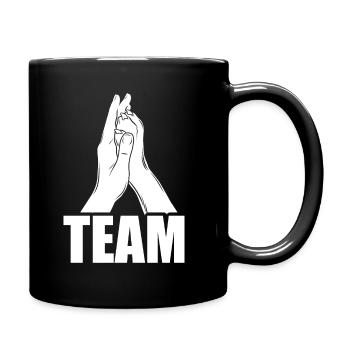 Hand + Dog Paw - High Five - Dog Fan - Full Colour Mug - black - Right