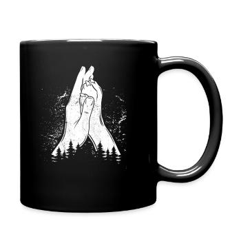 Hand + Dog Paw - High Five - Dog Fan - Full Colour Mug - black - Right