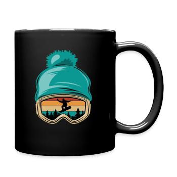Snowboard, Halfpipe, Wintersport, Skibrille - Tasse einfarbig - Schwarz - Rechts