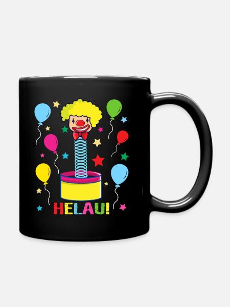 Helau Kostüm Clown Karneval Fasching lustig bunt - Tasse einfarbig - Schwarz