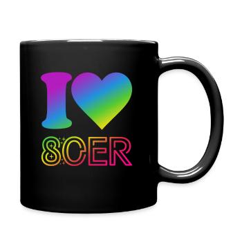 I Love 80er Jahre - bunter Regenbogen - Kostüm - Tasse einfarbig - Schwarz - Rechts