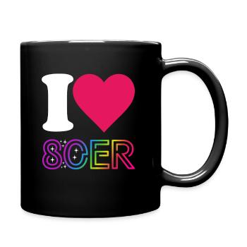 I Love 80er Jahre - bunter Regenbogen - Kostüm - Tasse einfarbig - Schwarz - Rechts